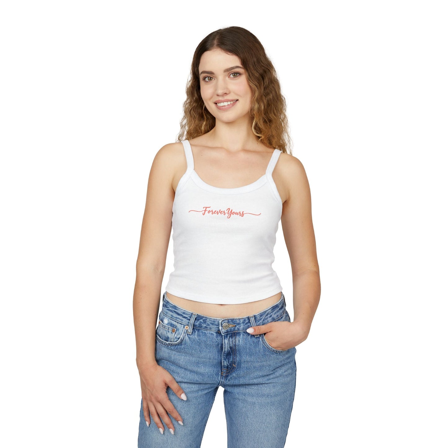 Women's Spaghetti Strap Tank Top - Forever Yours, Summer Fashion, Casual Wear, Stylish Comfort, Vacation Essentials, Gift for Her - Be Sunkissed